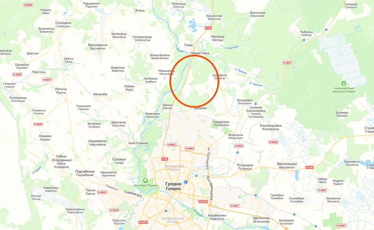 карта местности Гродно 