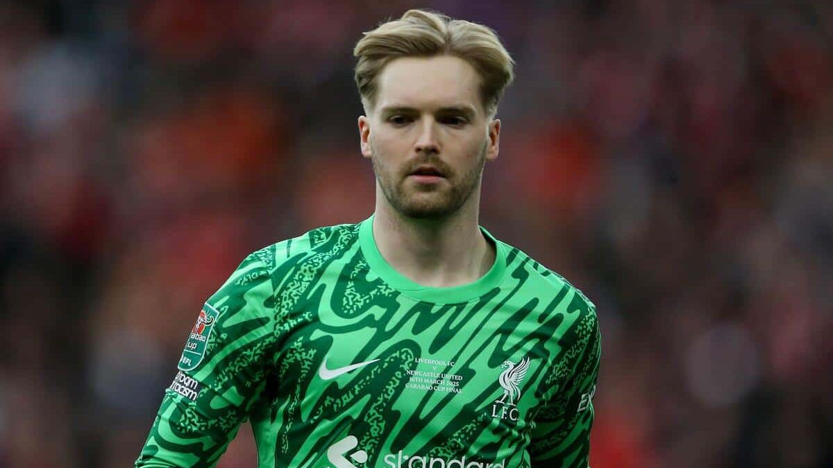 London, UK. 16th Mar, 2025. Caoimhin Kelleher the goalkeeper of Liverpool looks on. Carabao Cup final 2025, Liverpool v Newcastle Utd at Wembley Stadium in London on Sunday 16th March 2025. Editorial use only. pic by Chris Stading//Andrew Orchard sports p