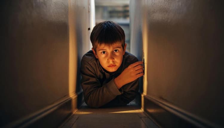 Мальчик в заточении дома прячется