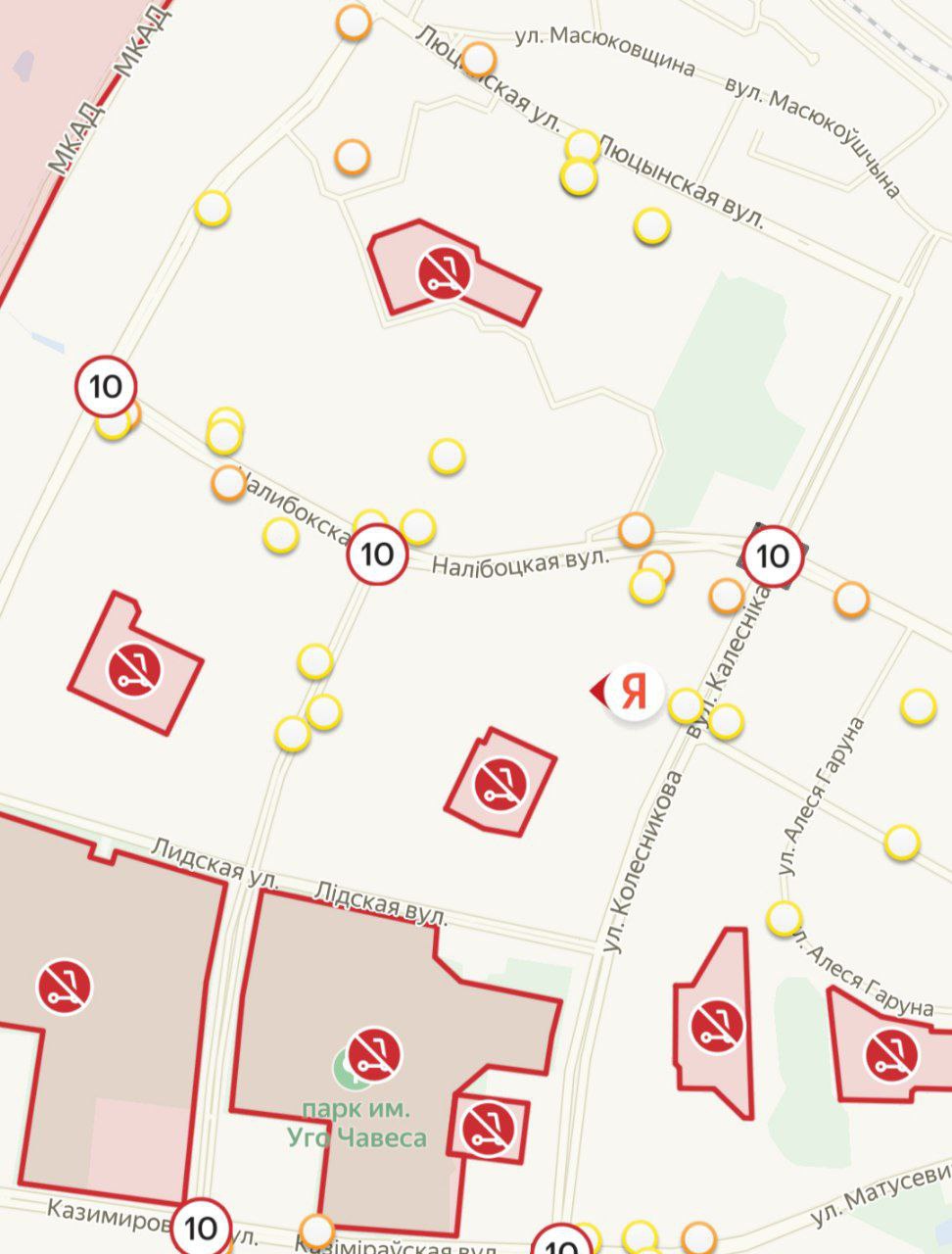 Карта Шеринга самокатов Яндекс Go