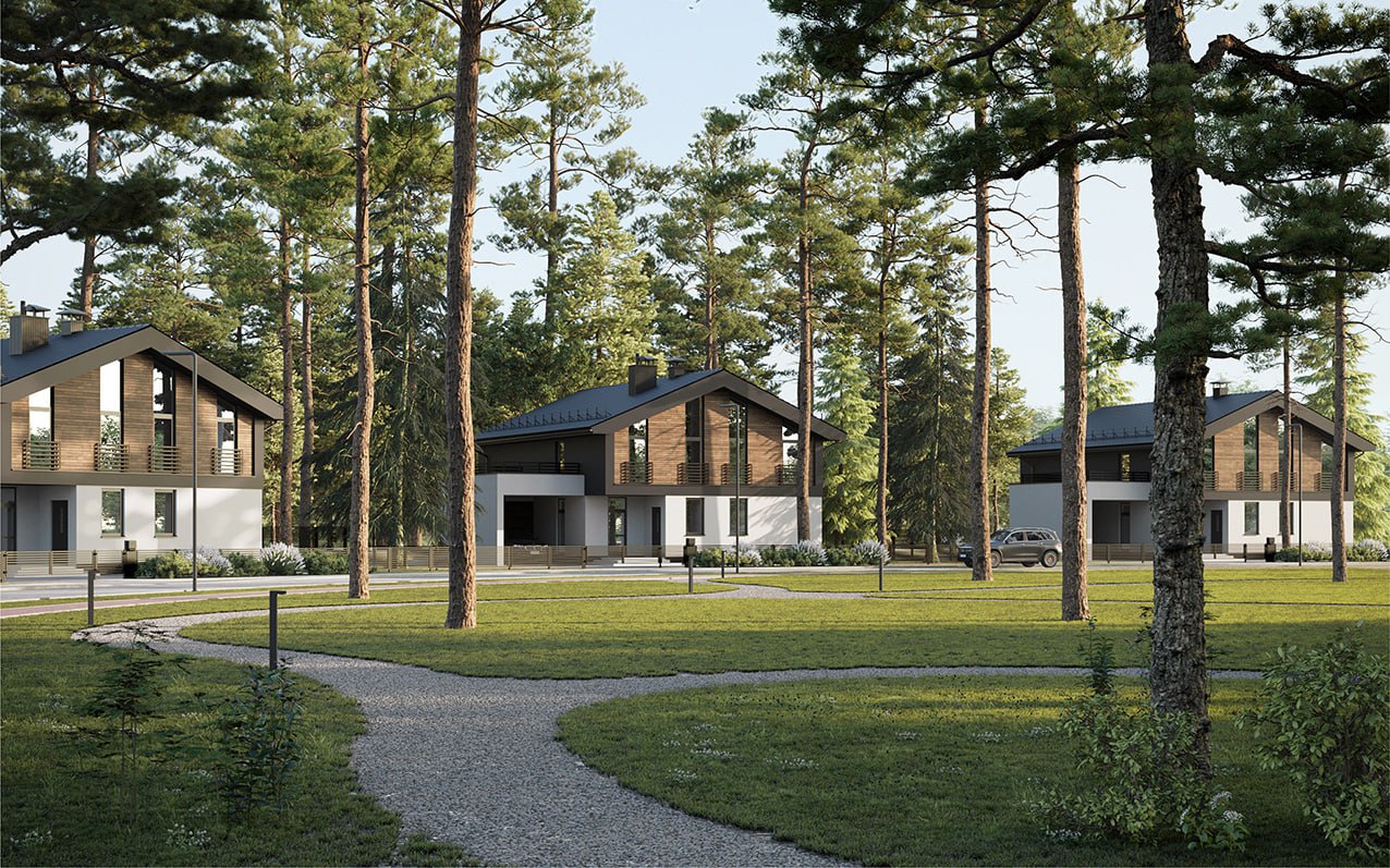 Уютный поселок в лесу