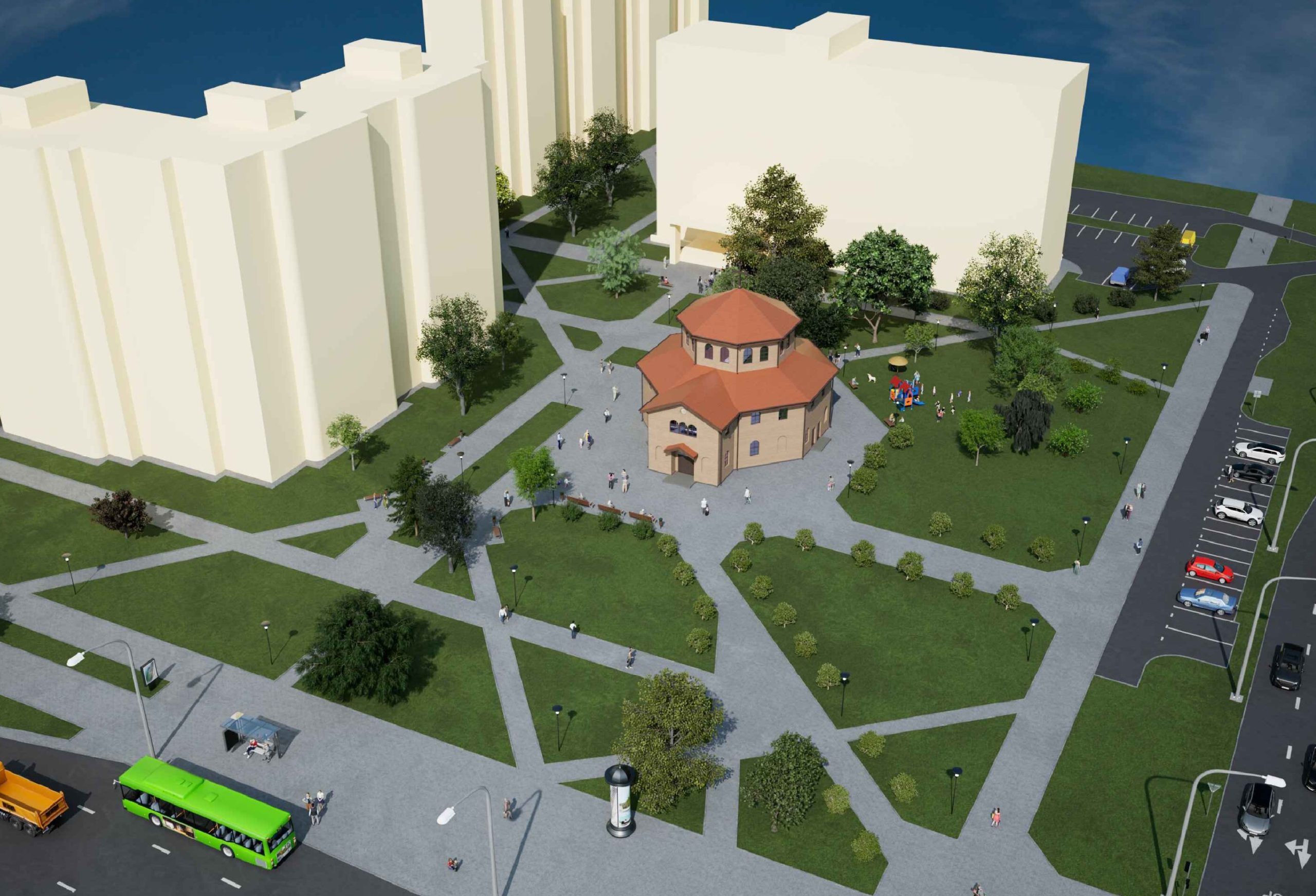 Вид сверху на храм в Уручье