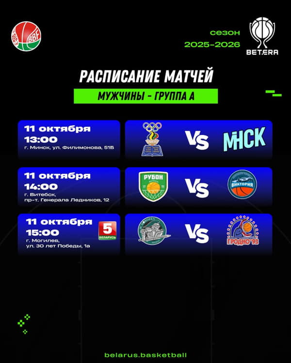 Расписание баскетбольных матчей