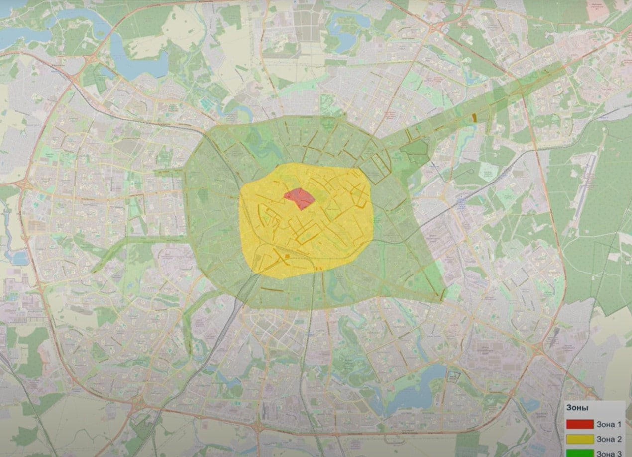 зоны платных парковок