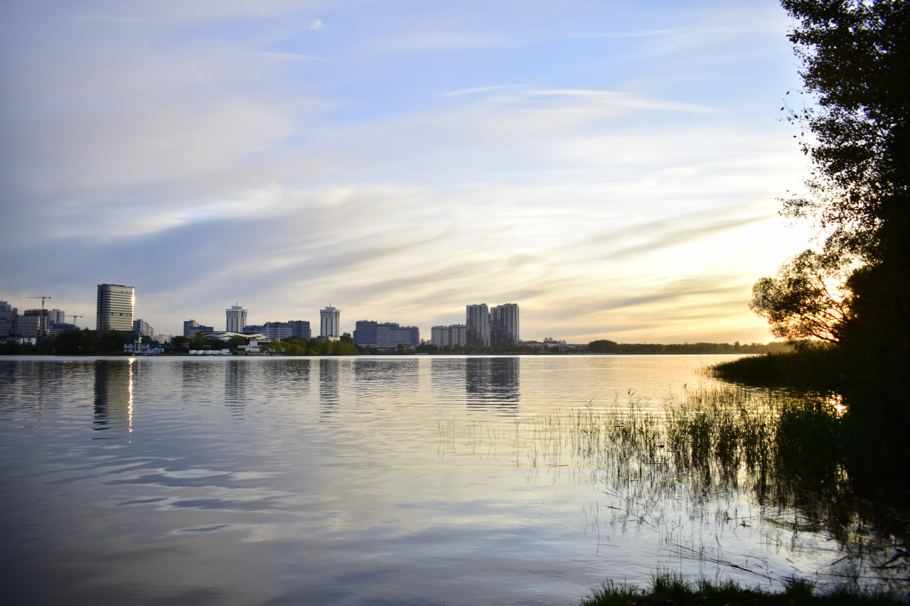 водохранилище закат Дрозды