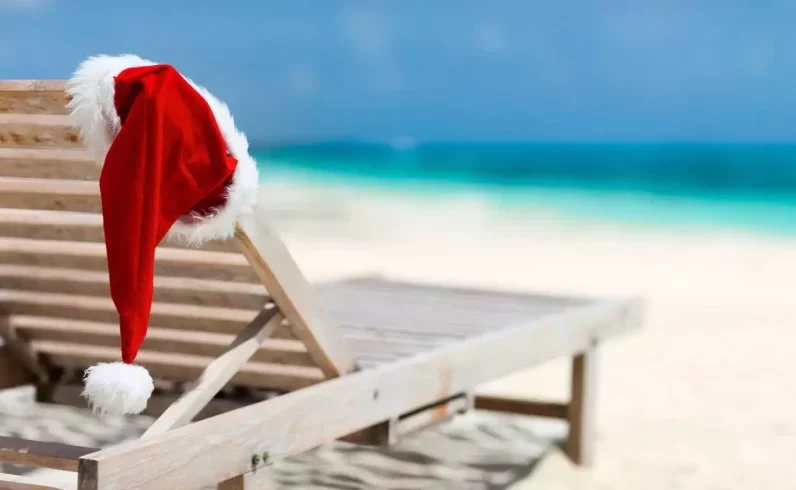Новогодний отдых пляж шапка новый год