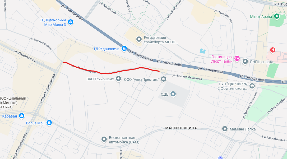 Ограничение движения по улице Масюковщина