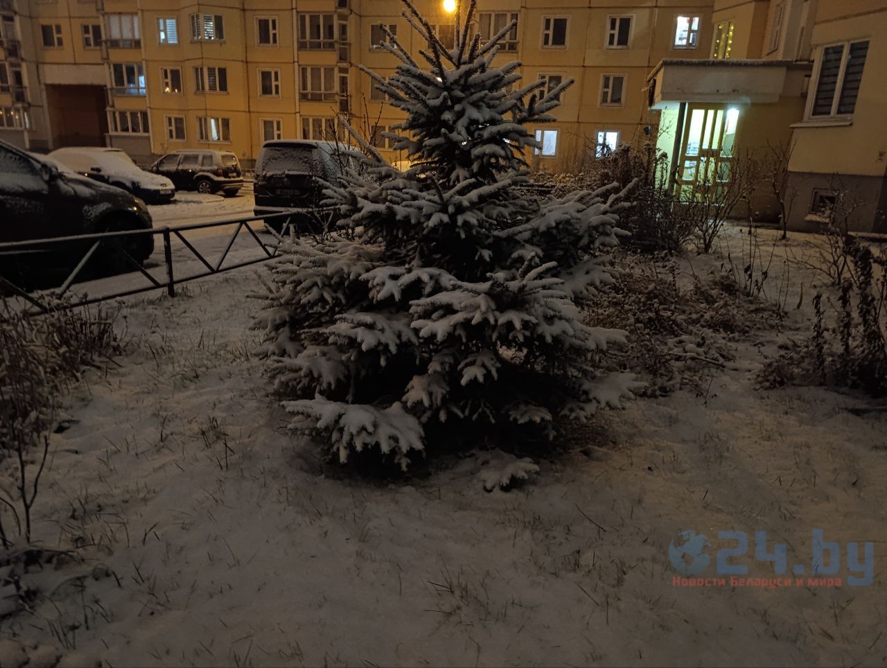 снег на улице