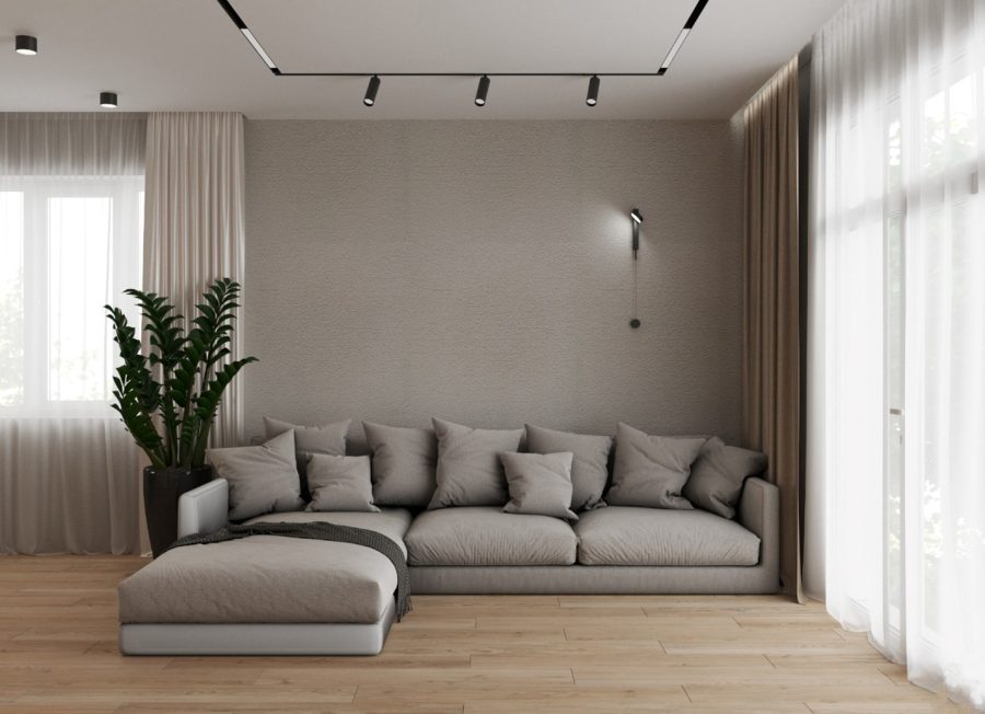 Проект гостиной диван строительство